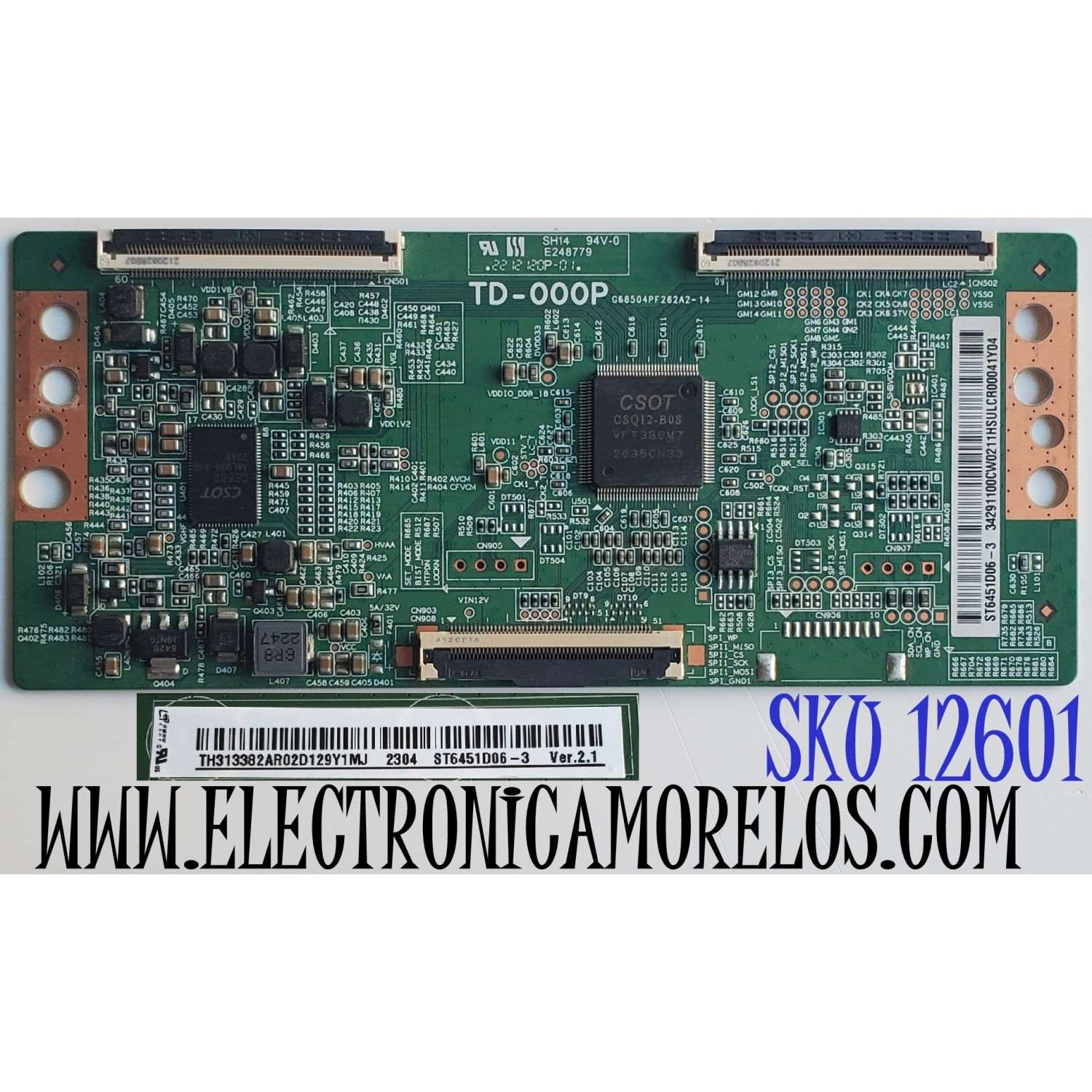 T-CON PARA TV HKPRO / NUMERO DE PARTE 34291100CW02 / TD-000P / ST6451D06-3 / 34.29110.0CW / G68504PF262A2-14 / 34291100CW0211H / PANEL K650WDGF / DISPLAY ST6451D06-3 VER.2.1 / MODELOS HKP65RUHD1 / 4T-C65EL8UR / 65PUL7973/F7