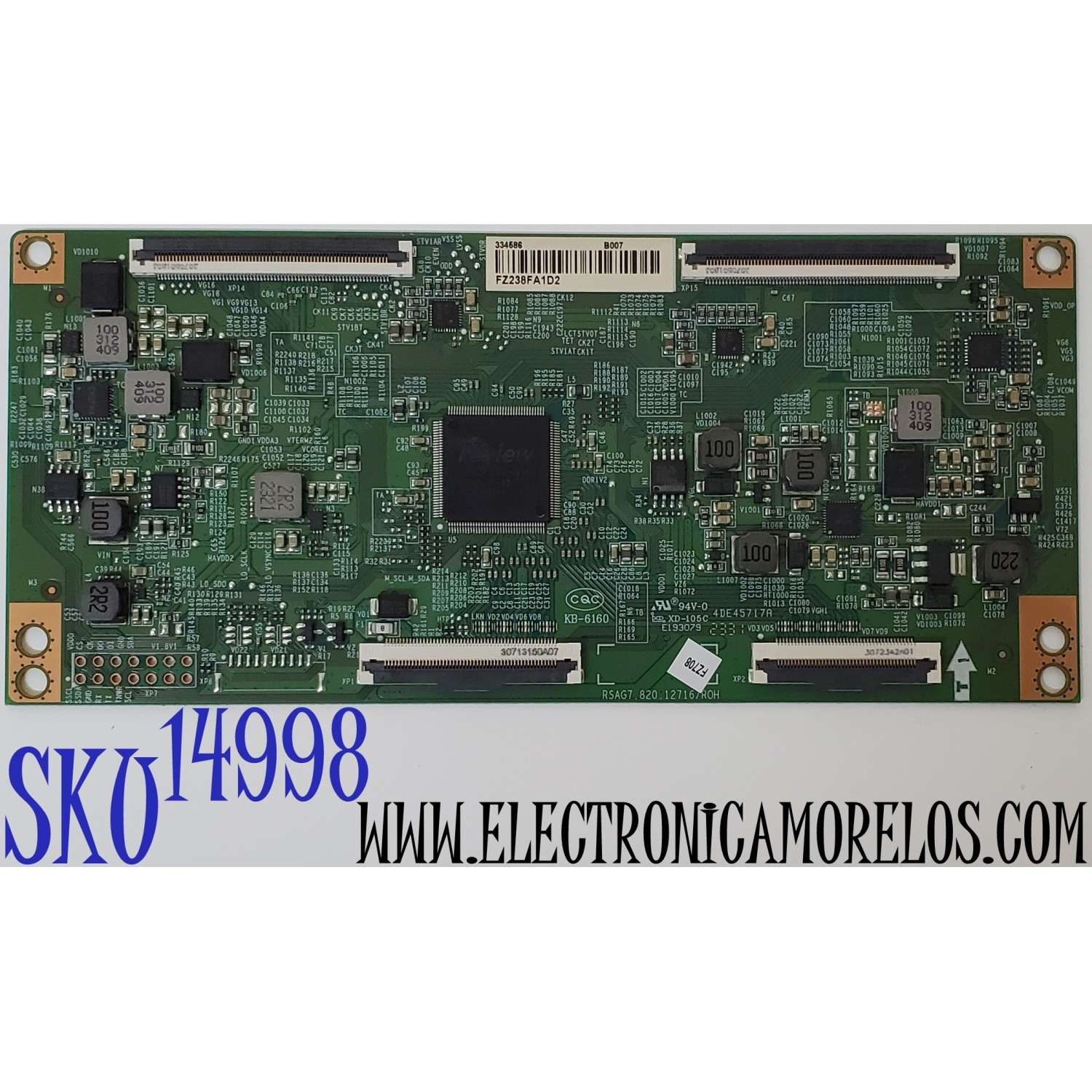 T-CON PARA TV HISENSE / NUMERO DE PARTE 334586 / RSAG7.820.12716/ROH / E193079 / 4DE45717A / PANEL HD750H3U71-TAL2\S0\GM\ROH / DISPLAY HV750QUB-E92 REV 2.0 / MODELO 75U7K