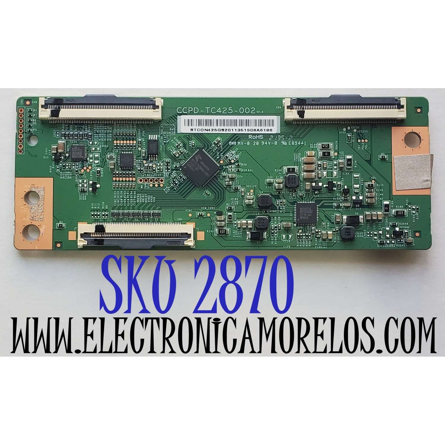 T-CON PARA TV ONN / NUMERO DE PARTE STCON425G-S20 / CCPD-TC425-002 / STCON425GS20 / STCON425GS201135 / DISPLAY CC430PV2D VER.03 / MODELO 100069992 ((43'' PULGADAS)) / NOTA IMPORTANTE:CHECAR QUE EL PANEL Y MODELO CORRESPONDA CON SU TELEVISION...