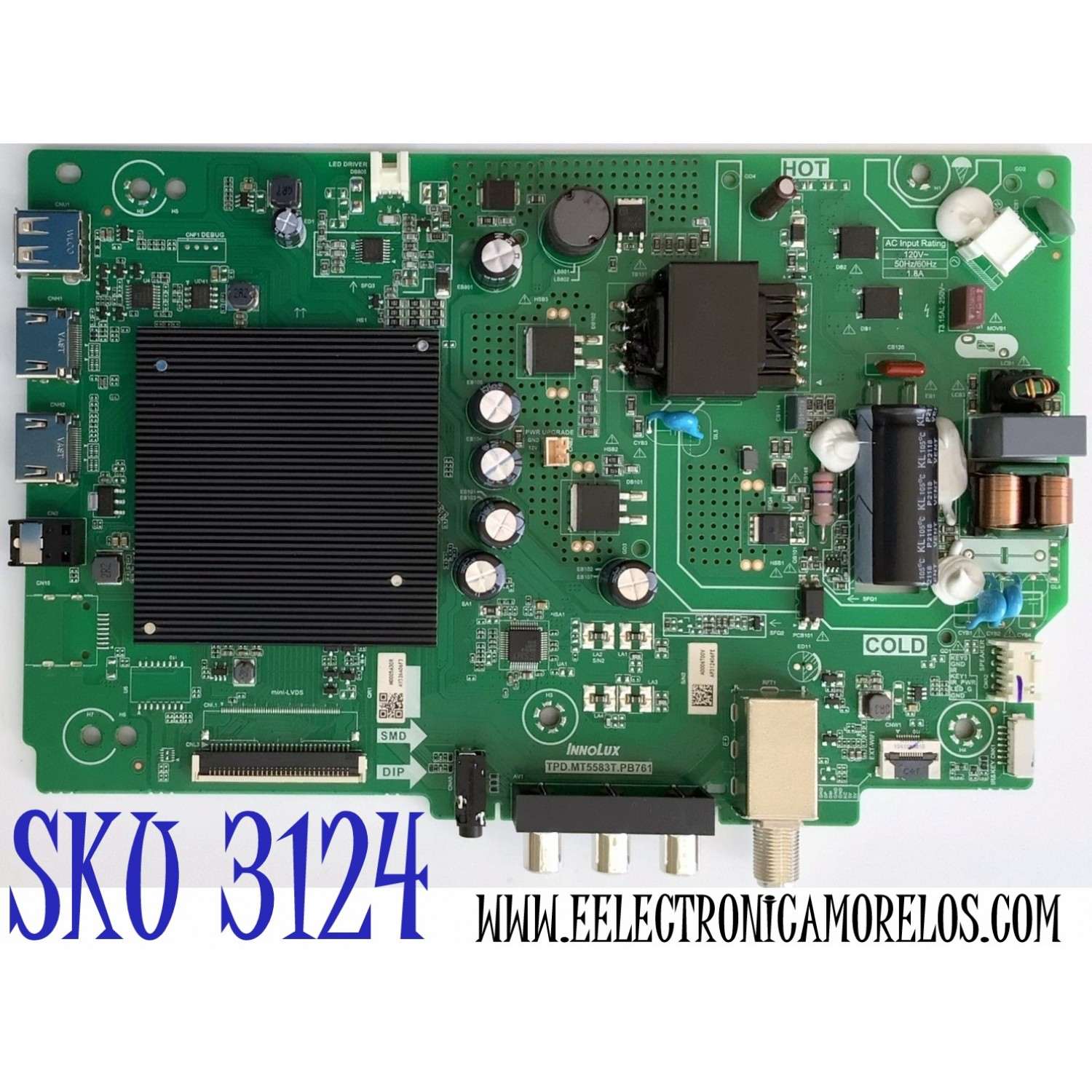 MAIN FUENTE COMBO PARA TV VIZIO ORIGINAL / NUMERO DE PARTE TPD.MT5583T.PB761 / A0006T00V / A0005Z00V / M0005A20R / M0005A30R / PANEL V320BJ8-D03 REV.C1 / MODELO D32H-J09 / D32H-J09 LINID3KX
