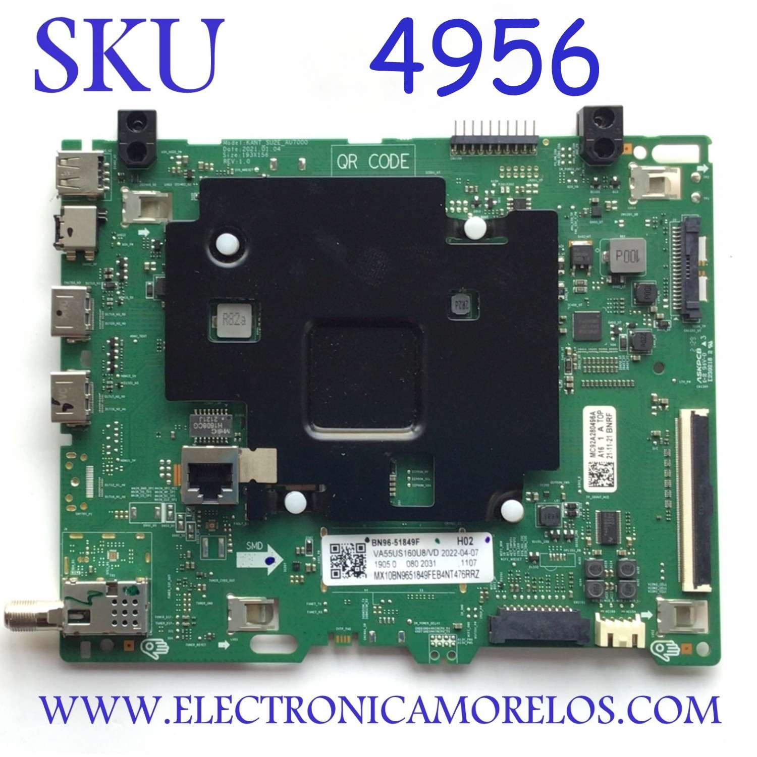 MAIN ORIGINAL PARA TV SAMSUNG 4K UHD HDR / NUMERO DE PARTE BN9651849F / KANT_SU2E_AU7000 / BN96-51849F / MC92A280496A / VA55US160U8/VD / PANEL CY-BT050HG / DISPLAY CC500PV6D / BN9655108A / MODELOS UN50TU7000BXZA BA15 / UN50TU7000FXZA / UN50TU700DFXZA