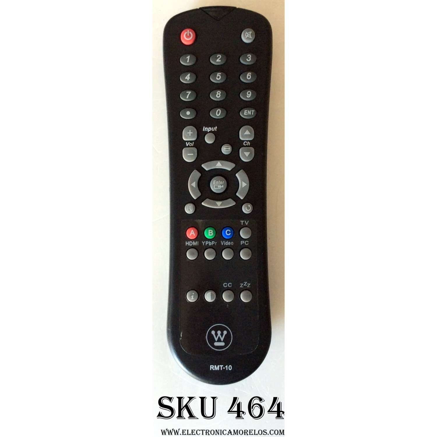 CONTROL REMOTO ORIGINAL PARA TV WESTINGHOUSE / NUMERO DE PARTE RMT-10 / 0903A000562 /  PARTE SUSTITUTA OARC04G / MODELOS SK-26H640G / SK-26H730S / SK-26H735S / SK-32H640G 