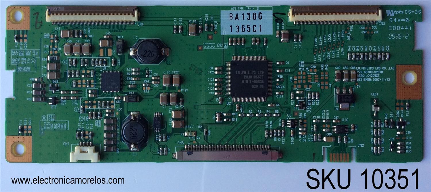 T-CON / PHILIPS 6871L-1365C / 6870C-0207B / 1365C / MODELO 42HFL5860D/27 / PANEL LC420WXE(SA)(A1)	