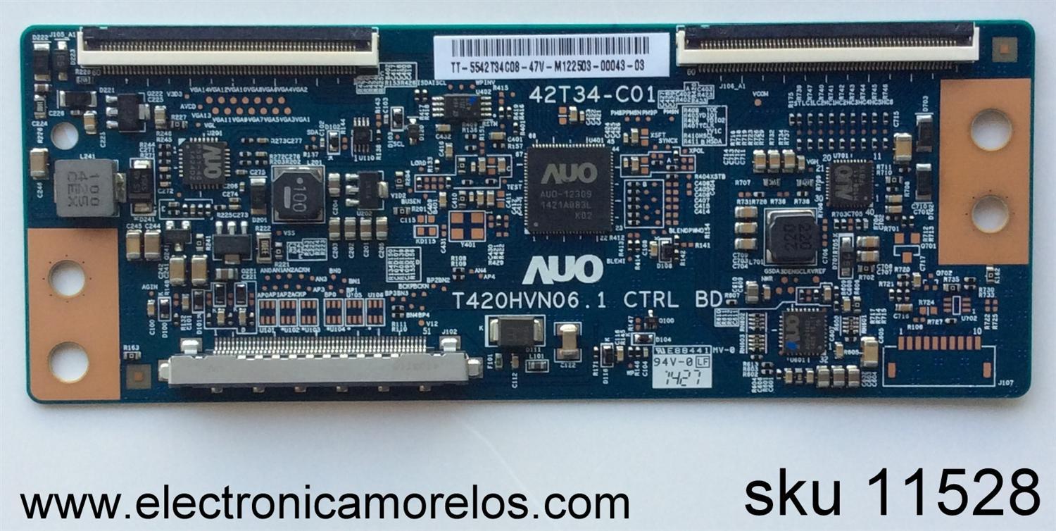 T-CON ORIGINAL PARA TV LG / NUMERO DE PARTE 5542T34C08 / T420HVN06.1 CTRL BD / 55.42T34.C08 / 42T34-C01 / PANEL NC420DUN-VUBP2 / DISPLAY T420HVN06.1 / MODELO 42LB5830 / 42LB5830-UV / 42LB5830-UV.BWMDLJM / 42LB5830-UV.AWMDLJM - Imagen 1