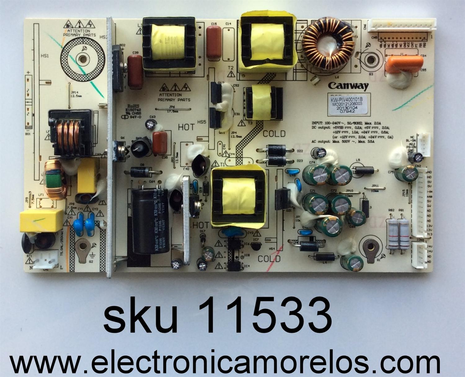 FUENTE DE PODER / SCEPTRE KW-PIV400101B / E150742 / MODELO X409BV-FHD / PANEL V390HJ1-L02 REV.C1	 - Imagen 1