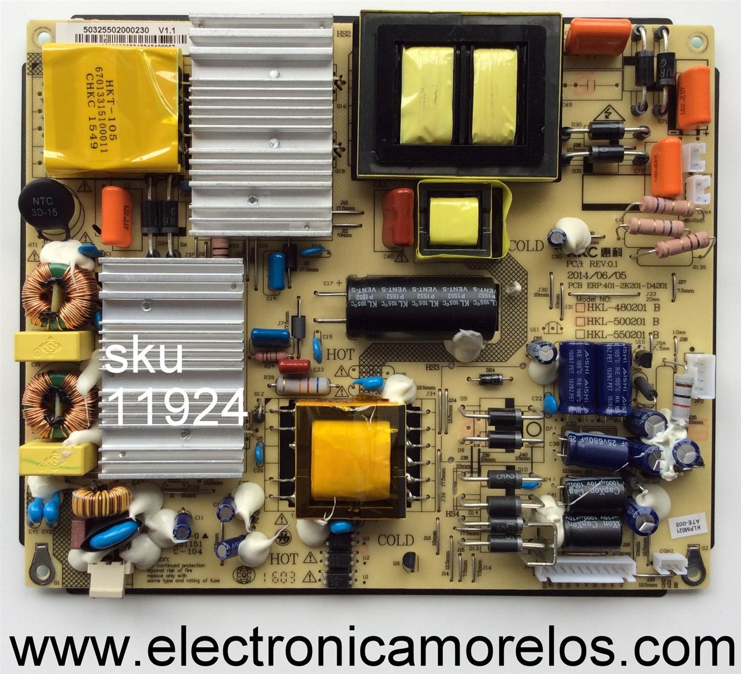 FUENTE DE PODER PARA TV SCEPTRE / NUMERO DE PARTE 50325502000230 V1.1 / 50325502000230  / ERP:401-2K201-D4201 / MODELO E55 A1AV93BA / PANEL T550QVN02.0	 - Imagen 1