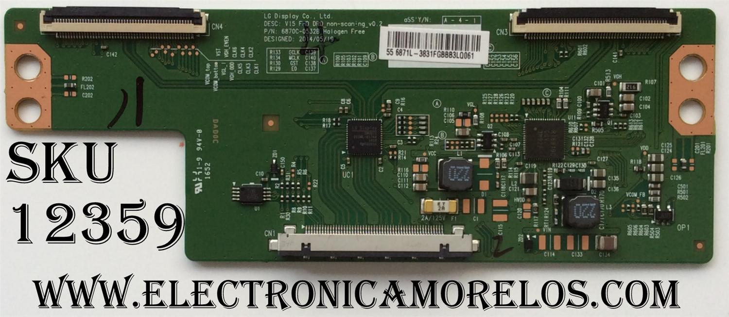 T-CON / LG 6871L-3831F / 6870C-0532B / 3831F / MODELOS 55LJ5500-UA.AUSYLOR / 55LJ550M-UB.BUSYLJR / PANEL NC550DUE-AAFX1	