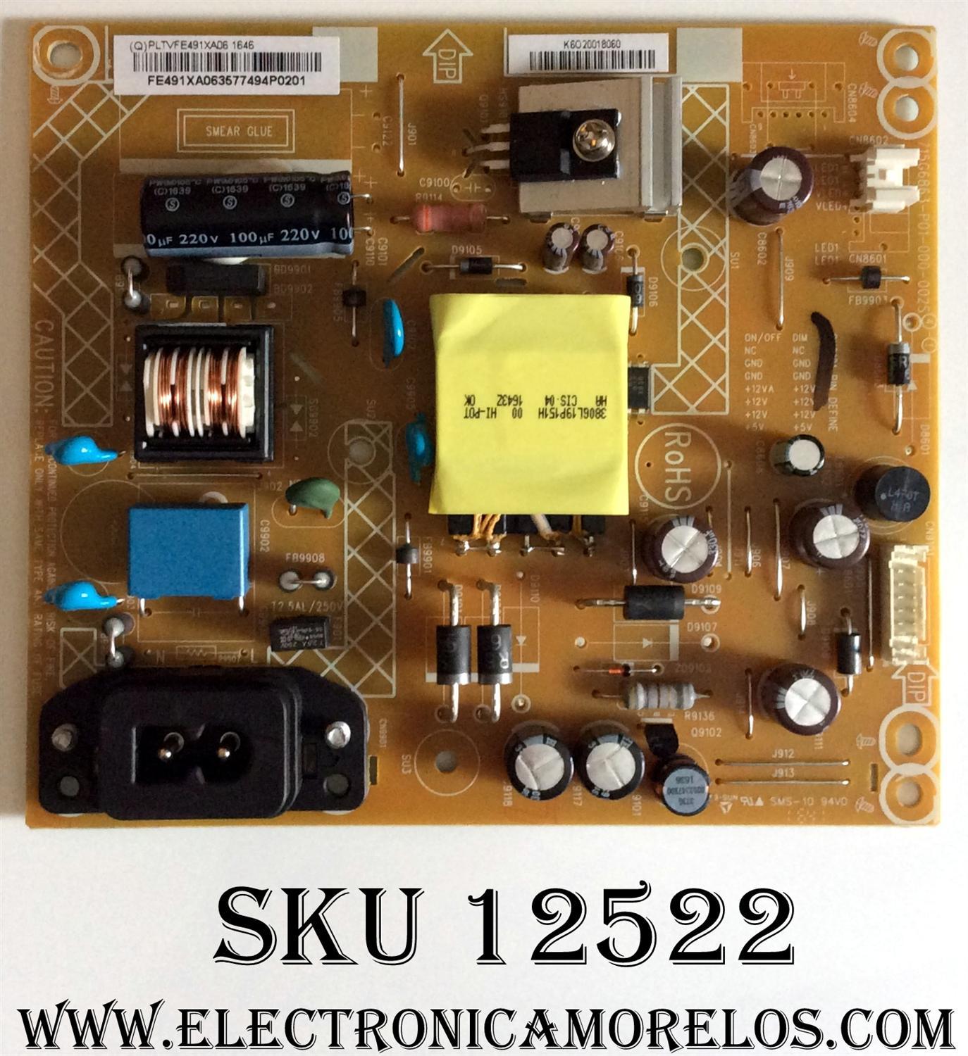 FUENTE DE PODER / VIZIO PLTVFE491XA06 / 715G6863-P01-000-002S / (Q)PLTVFE491XA06 1643 / MODELO D24HN-D1 LTTUUNBS	