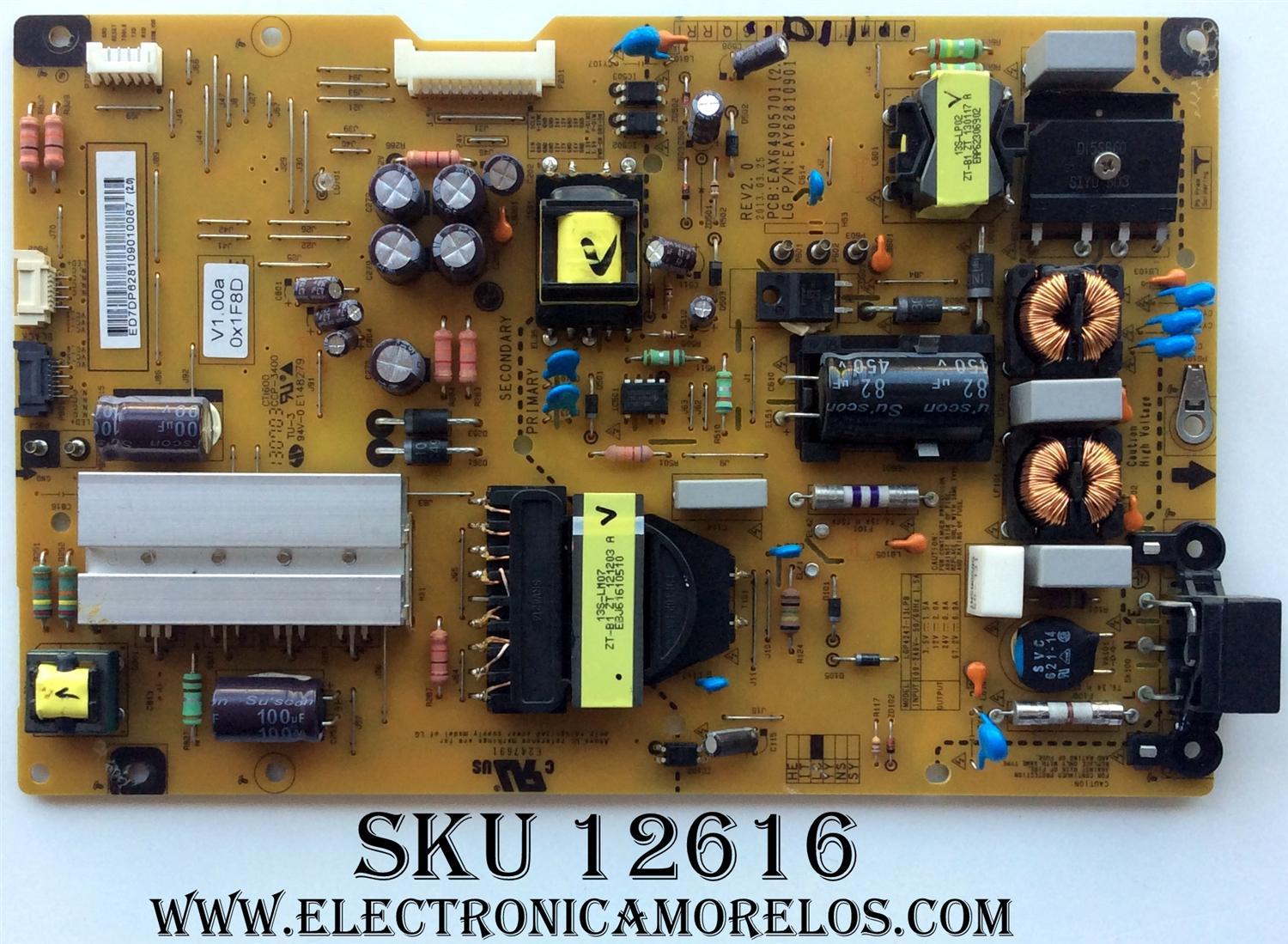 FUENTE DE PODER / LG EAY62810901 / 62810901 / EAX64905701 / MODELO 47LA6650-UA.BWMZLRJ / PANEL LC470EUH (PF)(P1)	
