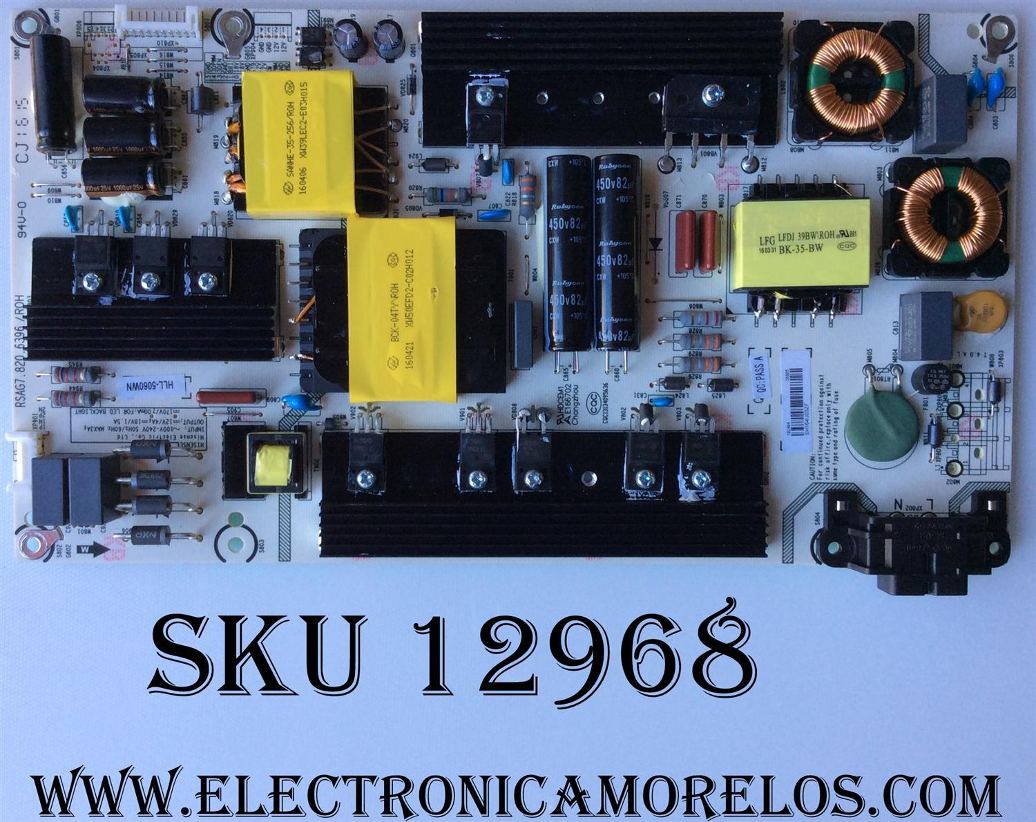 FUENTE DE PODER SHARP / 192494 / RSAG7.820.6396/ROH / HLL-5060WN / MODELOS LC-55N4000U / LC-55N5300U