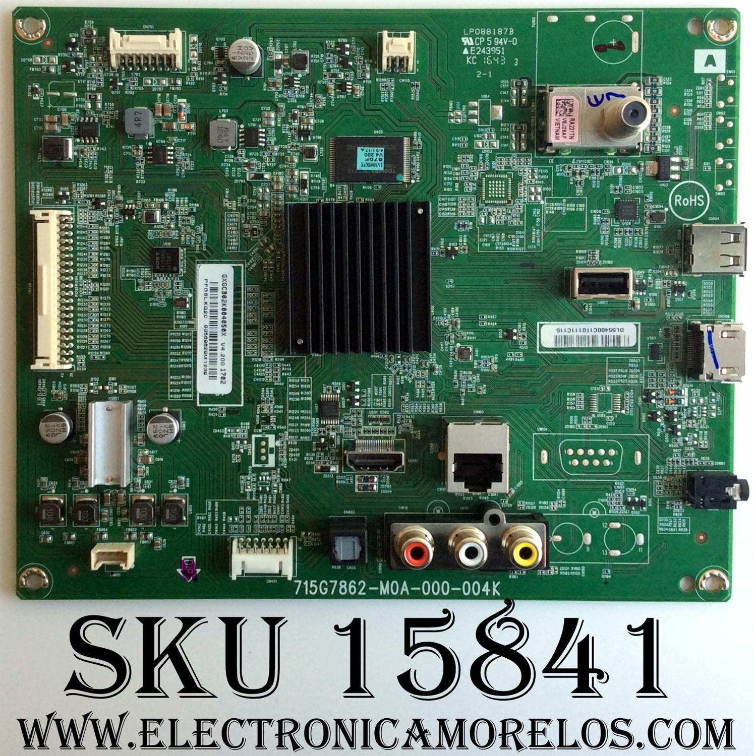 MAIN / SONY XGCB02K0040 / 715G7862-M0A-000-004K / XGCB02K0040 / V4.200 / LP088187B / E243951 / PANEL TPT550J1-DUYSHA.G REV:S1R / DISPLAY LC550DUY (SH)(A1) / MODELO KDL-55W650D