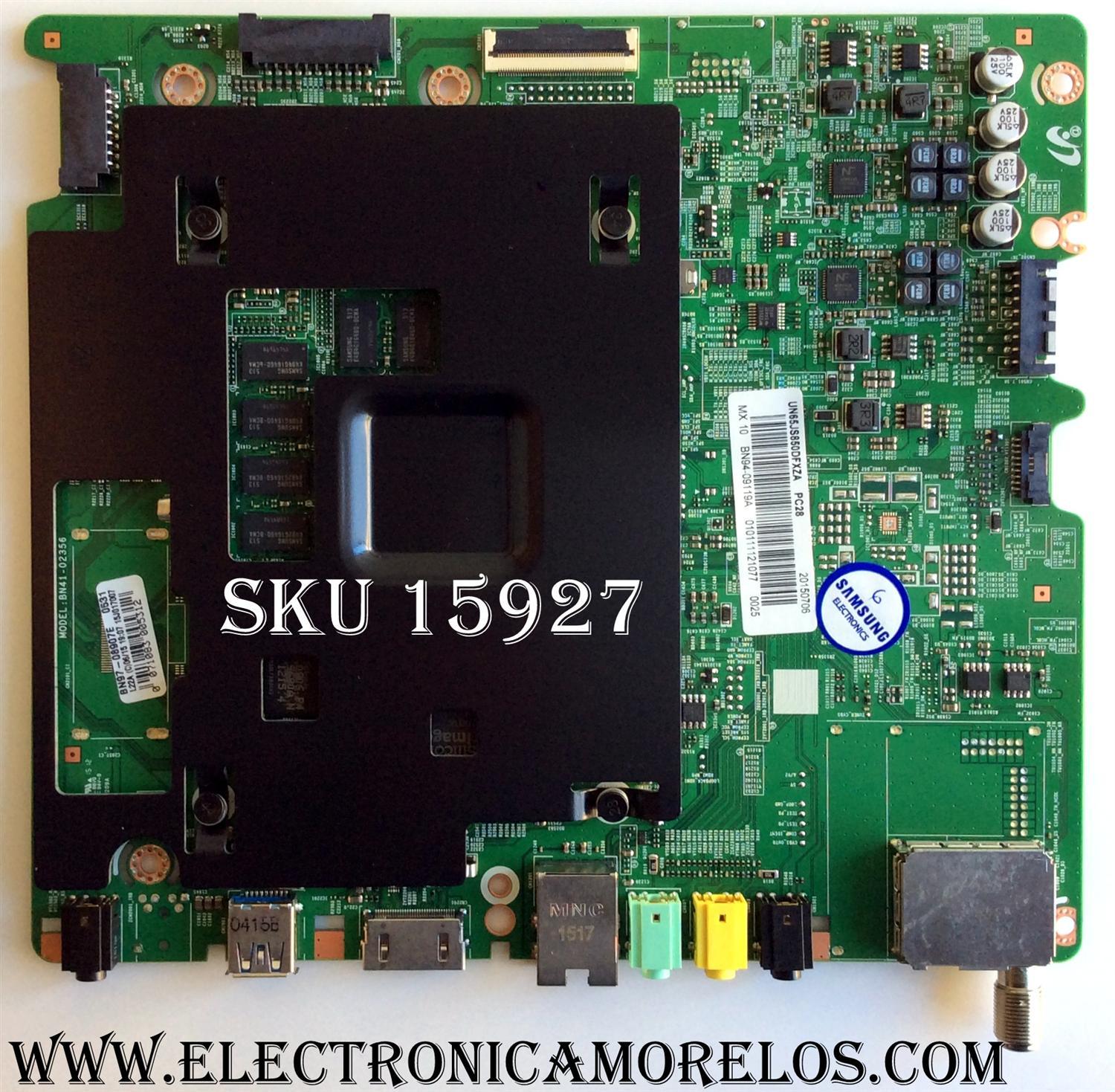 MAIN PARA TV SAMSUNG / NUMERO DE PARTE BN94-09119A / BN41-02356B / BN97-08907E / BN9409119A / PARTE SUSTITUTA BN94-10059T / PANEL CY-QJ065FLLV2H / MODELO UN65JS850 / UN65JS850DFXZA TH01