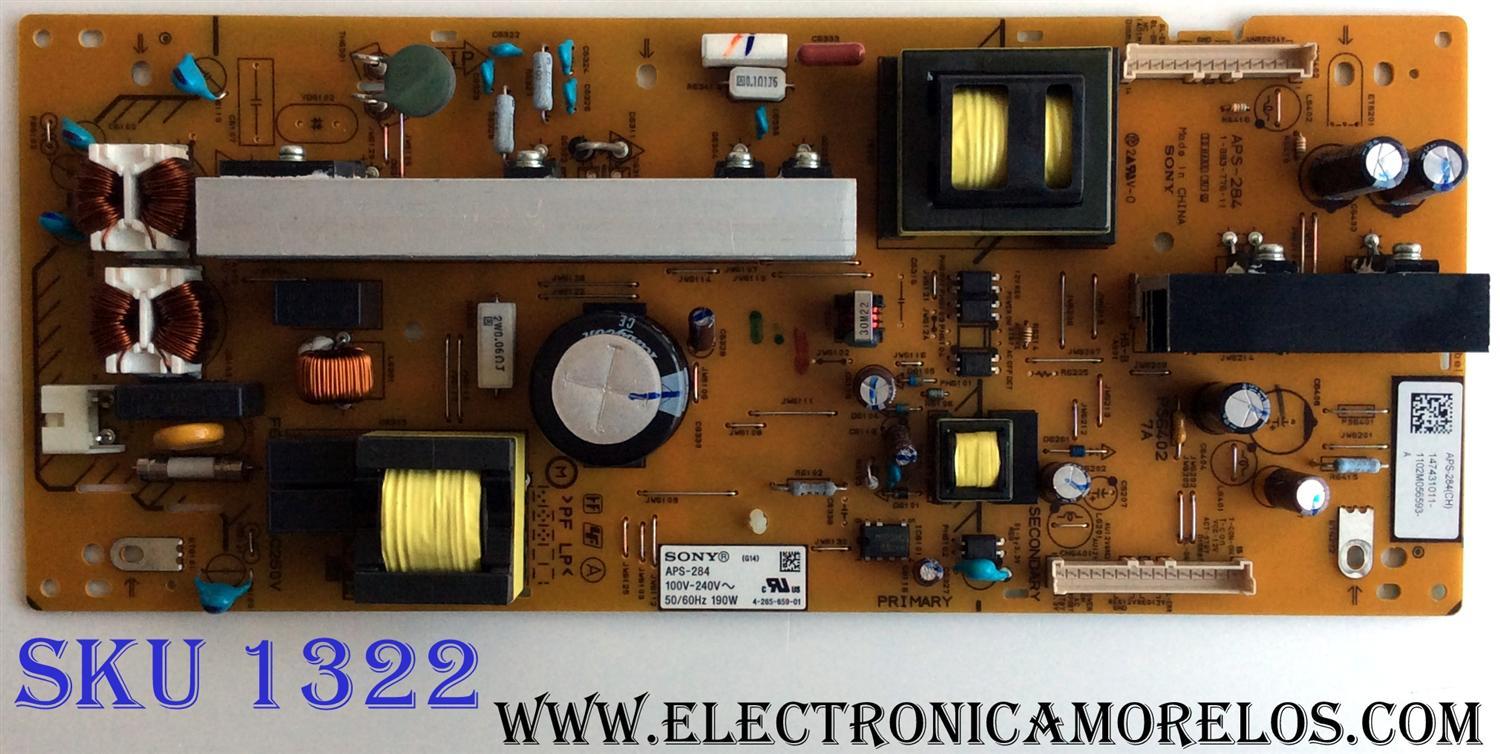 FUENTE DE PODER / SONY 1-474-310-11 / 147431011 / APS-284 / 1-883-776-11 / APS-284(CH) / 1-474-310-21 / PANEL LTZ400HM02A01 / MODELOS KDL-40BX420 / KDL-40BX421 - Imagen 1