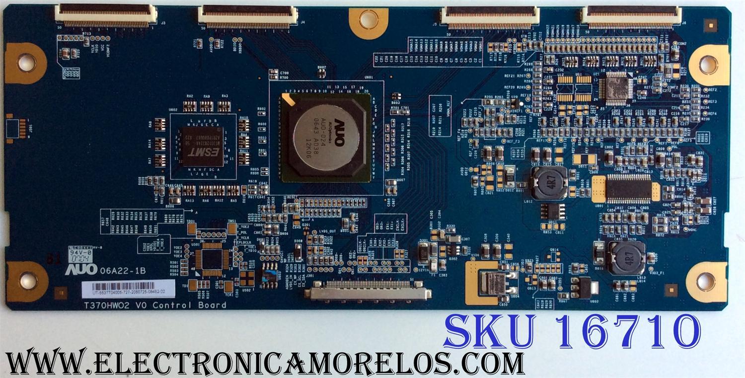 T-CON / VIORE 5537T04005 / 55.37T04.005 / 06A22-1B / PANEL T370HW02 V.2 / MODELOS LC37VF55 / L37V01UA / LE37M87BDX/XEU - Imagen 1