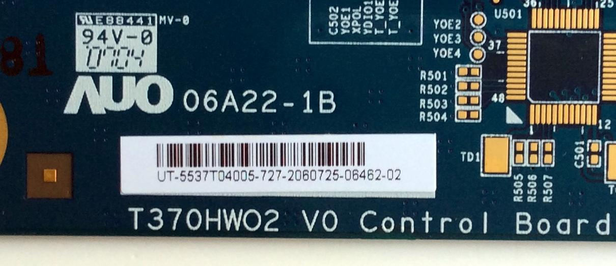 T-CON / VIORE 5537T04005 / 55.37T04.005 / 06A22-1B / PANEL T370HW02 V.2 / MODELOS LC37VF55 / L37V01UA / LE37M87BDX/XEU - Imagen 2