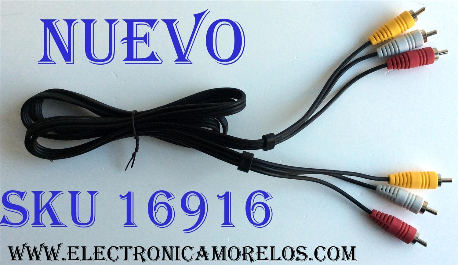 CABLE RCA / COMPOSITE6FT / E337566-YD / PARA DVD / HOME THEATER / CONSOLAS ETC. / AUDIO ANALÓGICO ROJO / AUDIO ANALÓGICO ((MONO)) BLANCO / VÍDEO ANALÓGICO AMARILLO / COLOR AMARILLO TRANSMITE SEÑAL DE VIDEO Y CONECTORES DE COLOR BLANCO Y ROJO PARA AUDIO