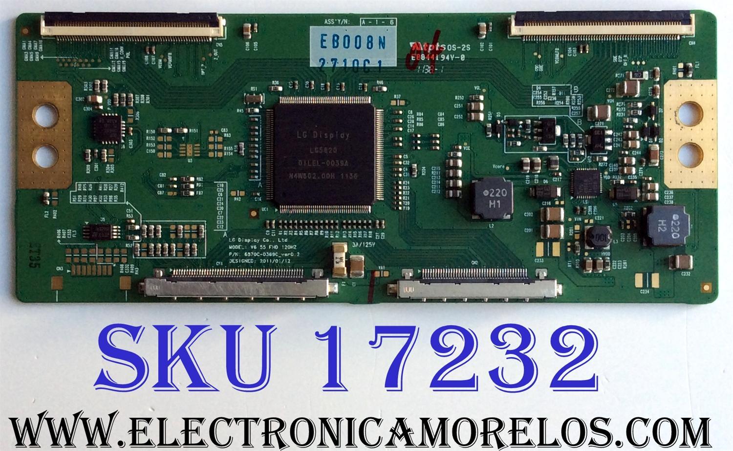 T-CON / LG 6871L-2710C / 6870C-0369C / 2710C / PARTES SUSTITUTAS 6871L-2675E / 6871L-2710A / PANEL LC550EUF (SD)(F2) / MODELOS 55LW6500-UA / 55LW5600-UA AUSYLUR