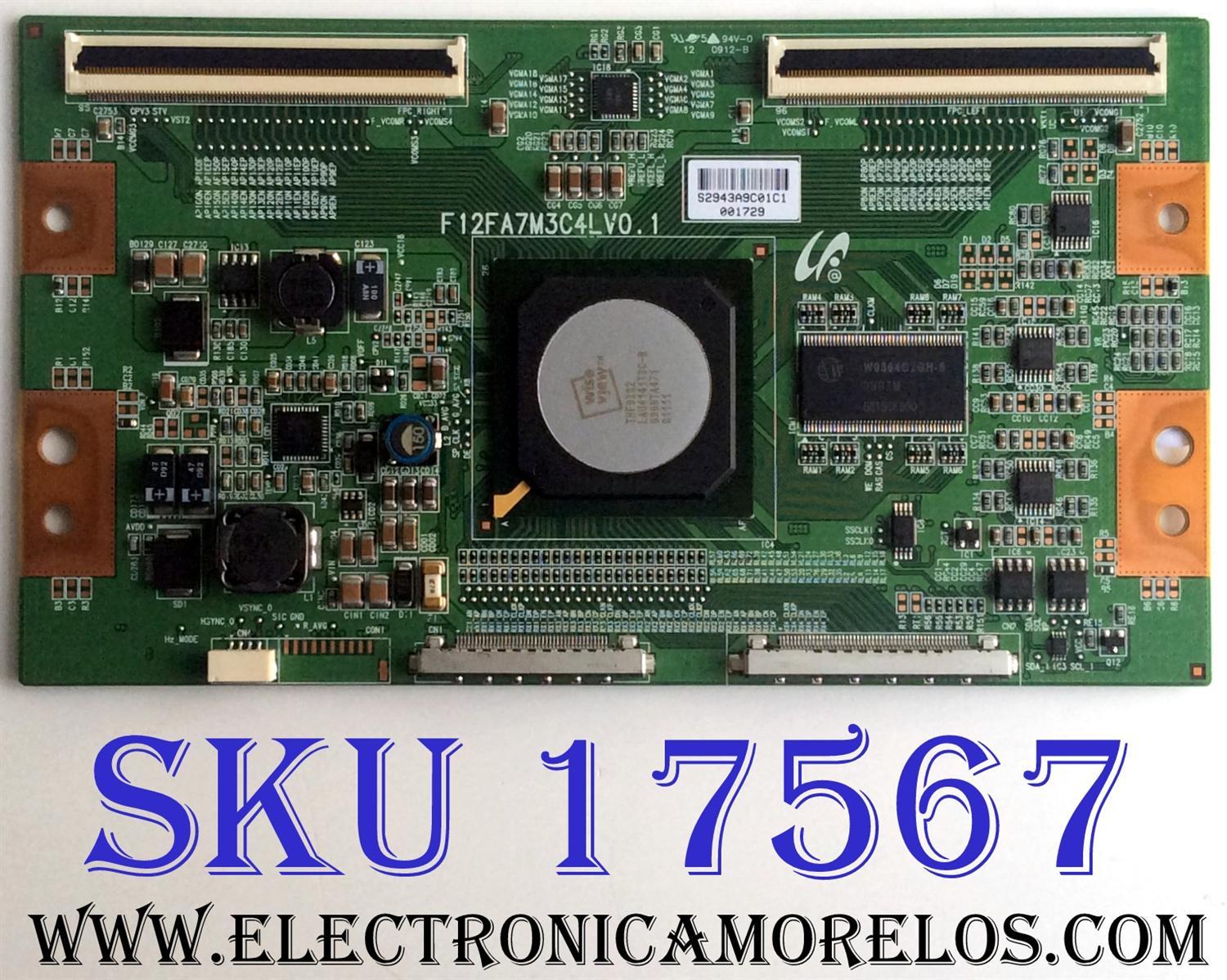T-CON / TOSHIBA 75015795 / F12FA7M3C4LV0.1 / LJ94-02943A / PARTES SUSTITUTAS LJ94-02941A / LJ94-02941C / PANEL LTA520HE16 T02 / MODELOS 52XV645U / 52XV648U