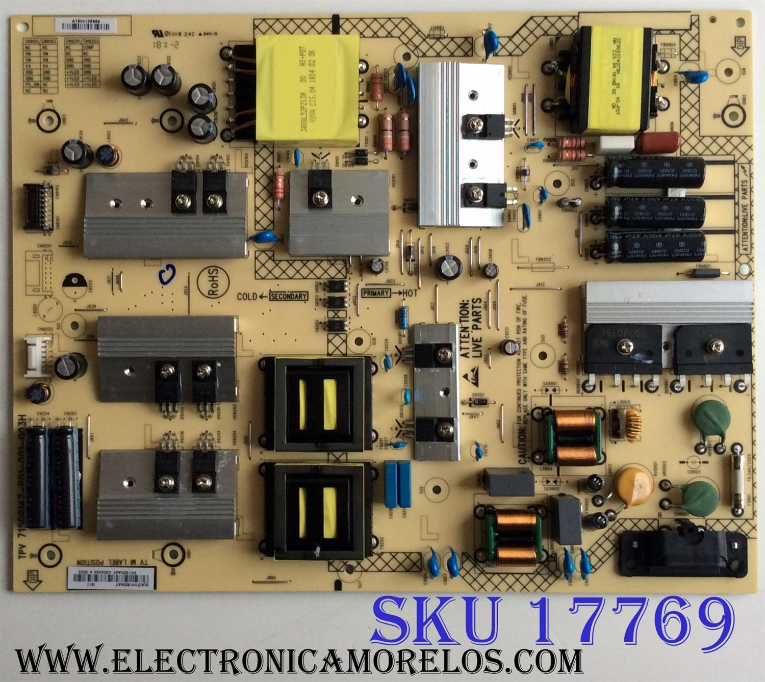 FUENTE DE PODER VIZIO / NUMERO DE PARTE ADTVH1825AAY / 715G9147-P01-001-003H / VH1825AAY / A1804136989 / PANEL´S  TPT550U1-QVN05.U REV:S59B0A / TPT550U1-QVN05.U REV:S9B0A / MODELO P55-F1 LTMWXHKU
