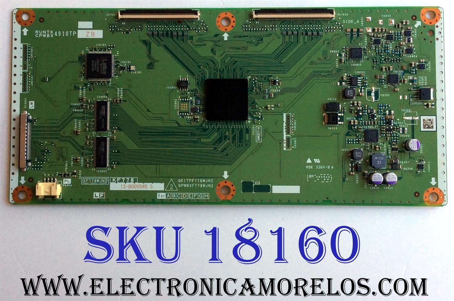 T-CON / SHARP RUNTK4910TPZB / CPWBX4910TPZB / XF778WJN2 / KF778 / QKITPF778WJN2 / QPWBXF778WJN2 / PANEL`S LK520D3GW80A / LK520D3GW80A / MODELO LC-52LE830U