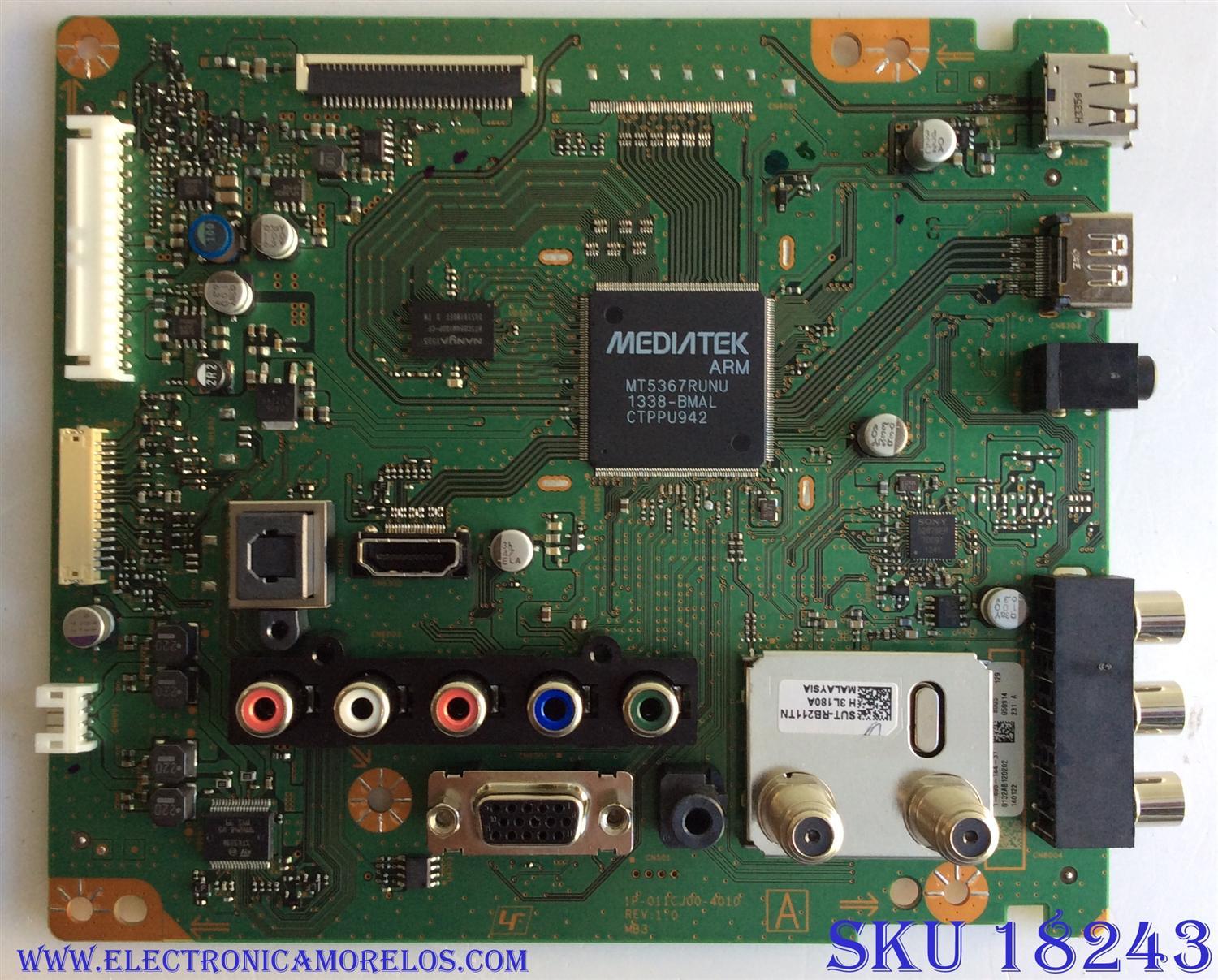 MAIN / SONY 1-895-184-31 / 1P-011CJ00-4010 / REV:1.0 / 0132AB120202 / 140122 / MODELO  KDL-32BX355   