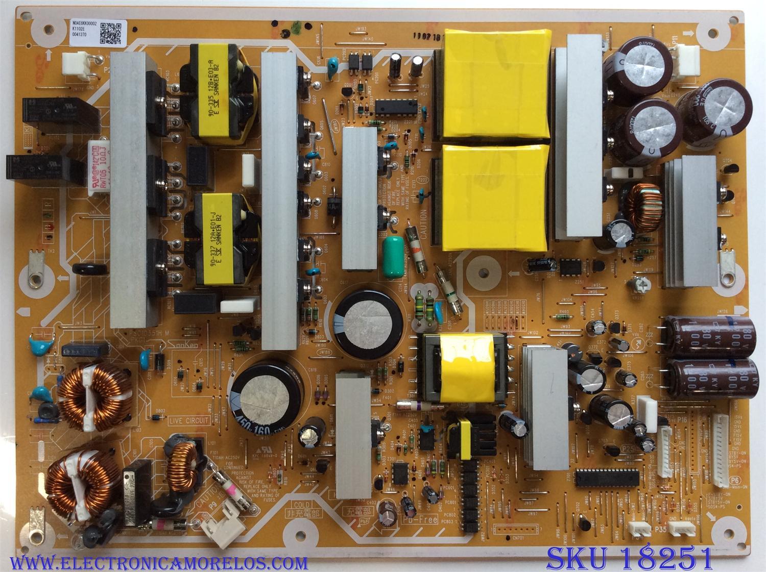 FUENTE DE PODER / PANASONIC N0AE6KK00002 / PSC10351H / NOAE6KK00002 / PANEL MC106FU1400 / MODELO TC-P42S30	