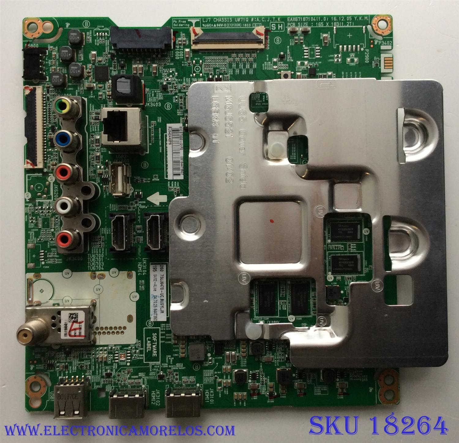 MAIN PARA TV LG 4K·UHD·HDR / NUMERO DE PARTE EBT64473507 / EAX67187104 / 64473507 / EAX67187104(1.0) / PANEL LC750EGE (FK)(M1) / MODELO 75UJ6470-UC / 75UJ6470-UC.BUSYLJR