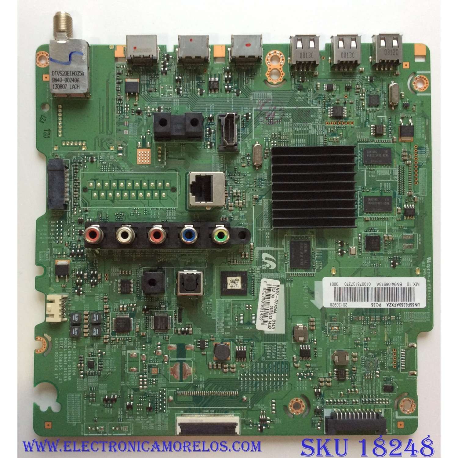 MAIN PARA TV SAMSUNG NUMERO DE PARTES  BN94-06973A / BN41-01958B / BN97-07704A / SUSTITUTA BN94-06969A / PANEL CY-HF550CSLV3H / MODELO UN55F6350AFXZA UH02	