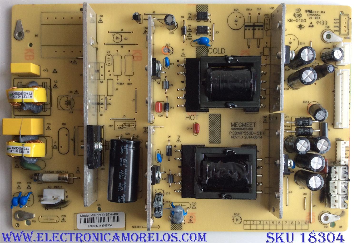 FUENTE DE PODER / WESTINGHOUSE MIP550D-5TH-48B / MIP550D-5TH / REV:1.0 / E255554 / PANEL LSC480HN05 / MODELO DWM48F1Y1