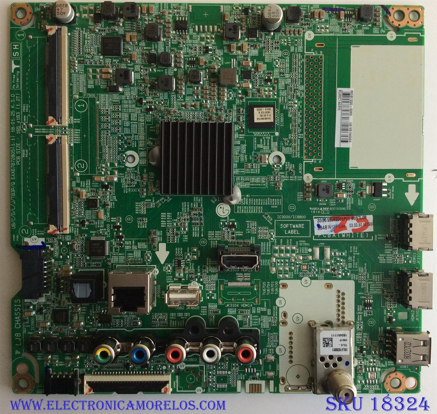 MAIN / LG EBT65156003 / EAX67872805 (1.1) / EAX67872804 (1.0) / PANEL NC550DGG ABGX3 / MODELOS 55UK6300PUE.BUSTLOR / 55UK6300PUE
