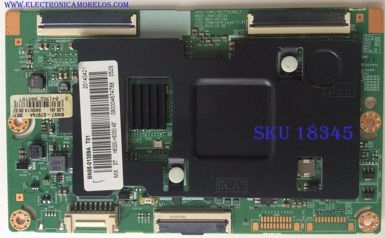 T-CON ORIGINAL PARA TV SAMSUNG / NUMERO DE PARTE BN95-01309A / BN97-07974A / BN41-02110A / PANEL CY-GH048CSLV1H / DISPLAY LSF480HJ01-G01 / MODELOS UN48H6350AFXZA TS01 / UN48H6400AFXZA / UN48J6300AFXZA