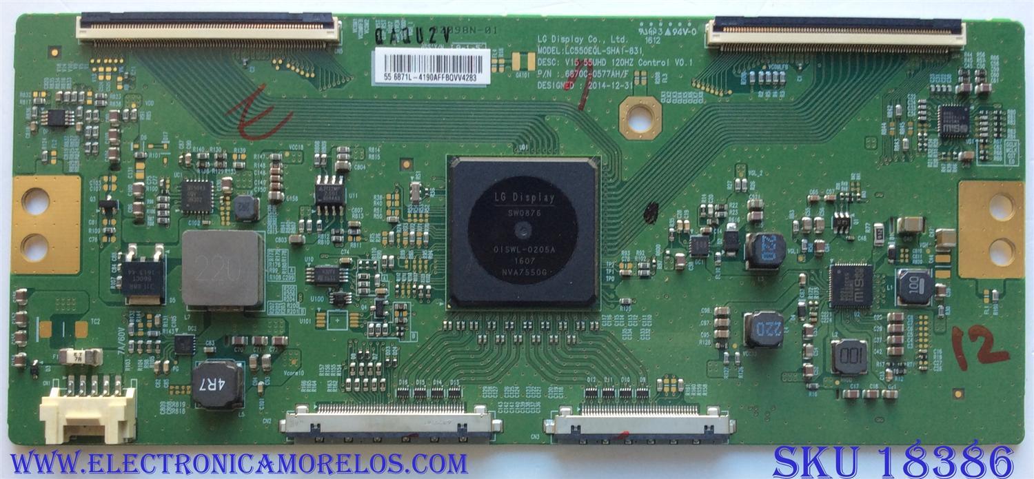 T-CON PARA TV VIZIO 4K UHD SMART TV / NUMERO DE PARTE 6871L-4190A / 6870C-0577A / 4190A / PANEL TPT550U2-EQLSJA.G REV:SC4C / MODELO P55-C1 / P55-C1 LTM7TM / P55-C1 LTM7TMDS /  LTM7TMAS