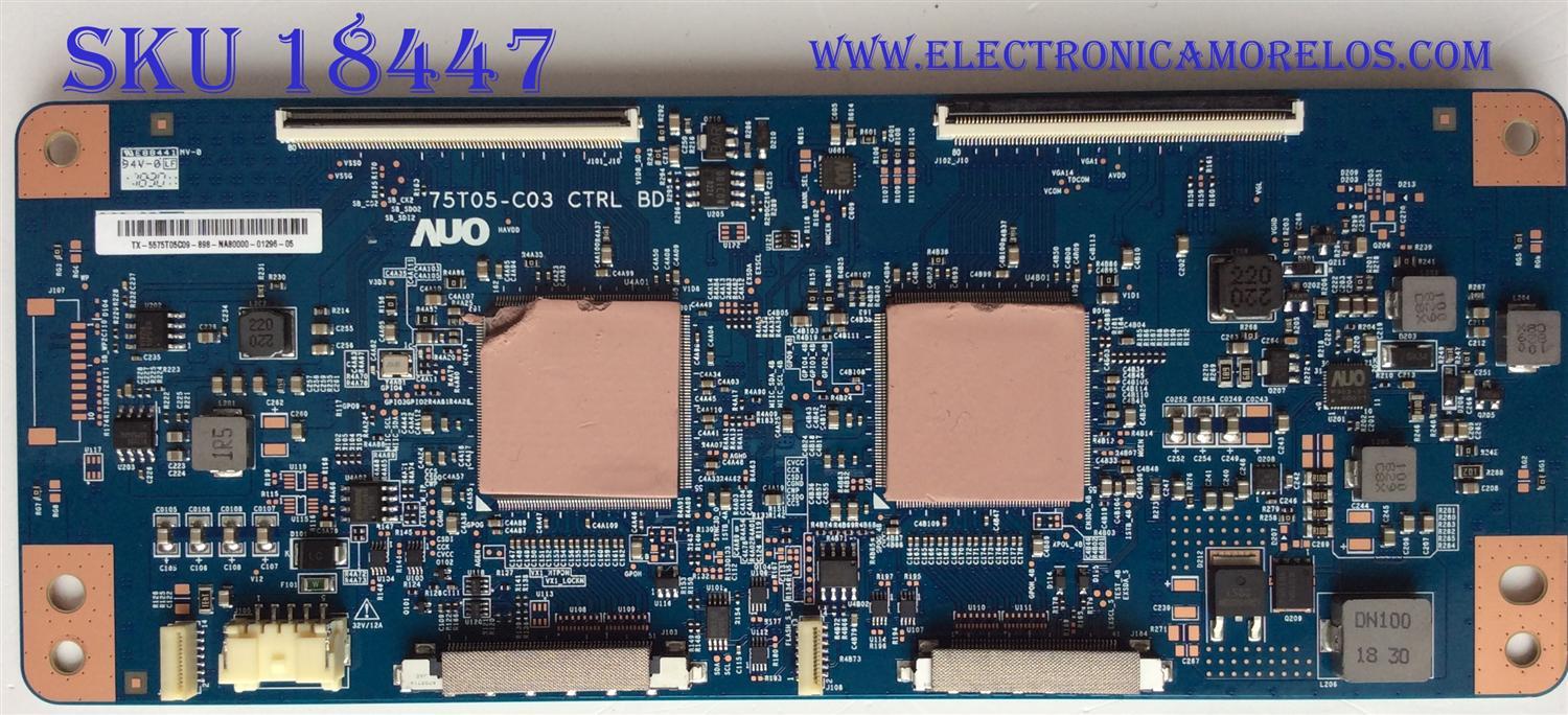 T-CON PARA TV SONY 4K UHD SMART TV / NUMERO DE PARTE 55.75T05.C09 / 5575T05C09 / 75T05-C03 CTRL BD / E88441 / PANEL T750QVF05.2 / MODELO XBR-75X900F / XBR75X900F