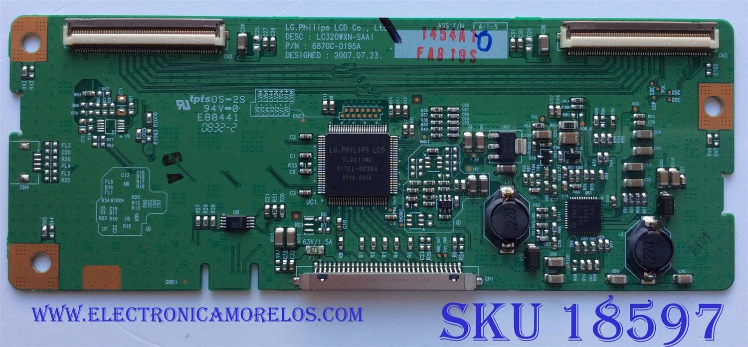 T-CON / LG 6871L-1454A / 1454A / 6870C-0195A / PANEL´S LC320WX1 (SA)(A1) / LC320WXN (SA)(A2) / MODELOS 32LG40-UA AUSQLH / 32LG10 / 32LG30-UD / 32LG3000-ZA AEKQLWP / 32LC50C / 32LC5DC-UA / 32LC7D-UK	