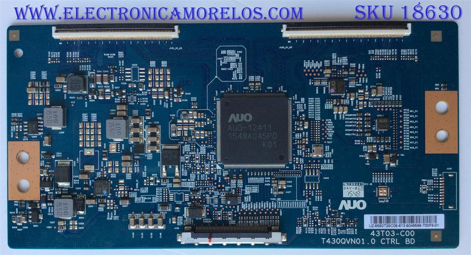 T-CON / INSIGNIA 55.50T28.C05 / 5550T28C05 / T430QVN01.0 / 46T03-C00 / PANEL TPT500U1-QVN02.A REV:S001F / MODELO NS-50DR710NA17	 - Imagen 1