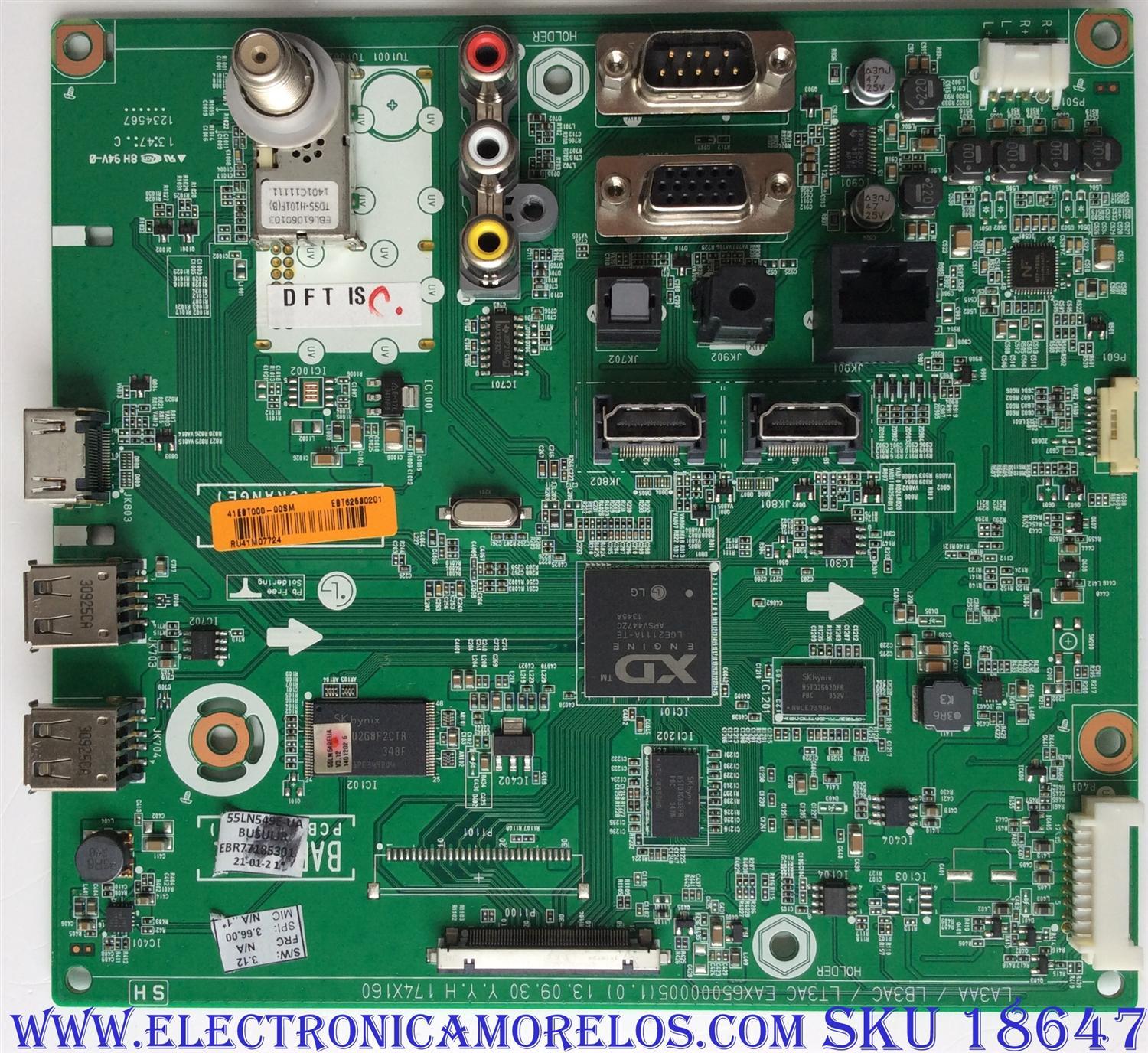 MAIN / LG EBT62530201 / EAX65000005(1.0) / EBR77185301 / EAX65000004(1.4) / PANEL NC550DUN-SAAP1 / MODELO 55LN549E-UA.BUSULJR	