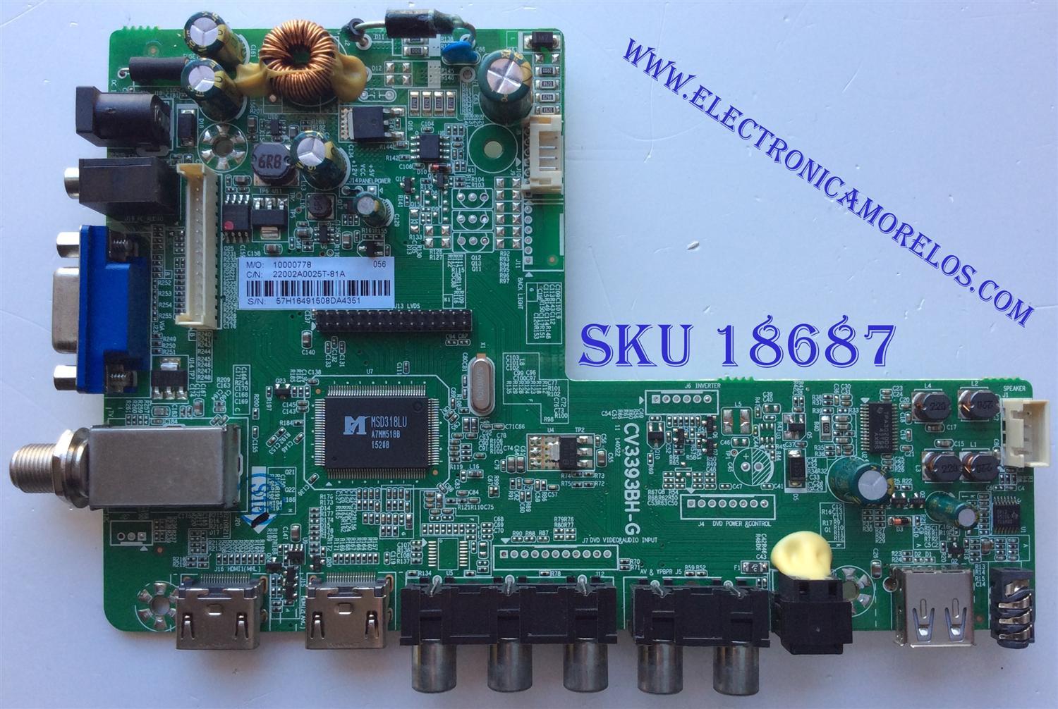 MAIN / INSIGNIA 22002A0025T-81A / 57H1649 / CV3393BH-G / 22002A0025T-81A / PANEL BOEI320WX1 / DISPLAY HV320WX2-206 / MODELO NS-32D312NA15	