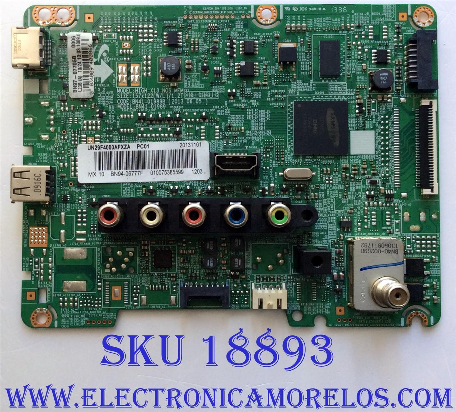 MAIN / SAMSUNG BN94-06777F / BN41-01989B / BN97-07705B / PANEL CY-HF290AGMV1H / MODELOS UN29F4000AFXZA CS01 / UN29F4000AF