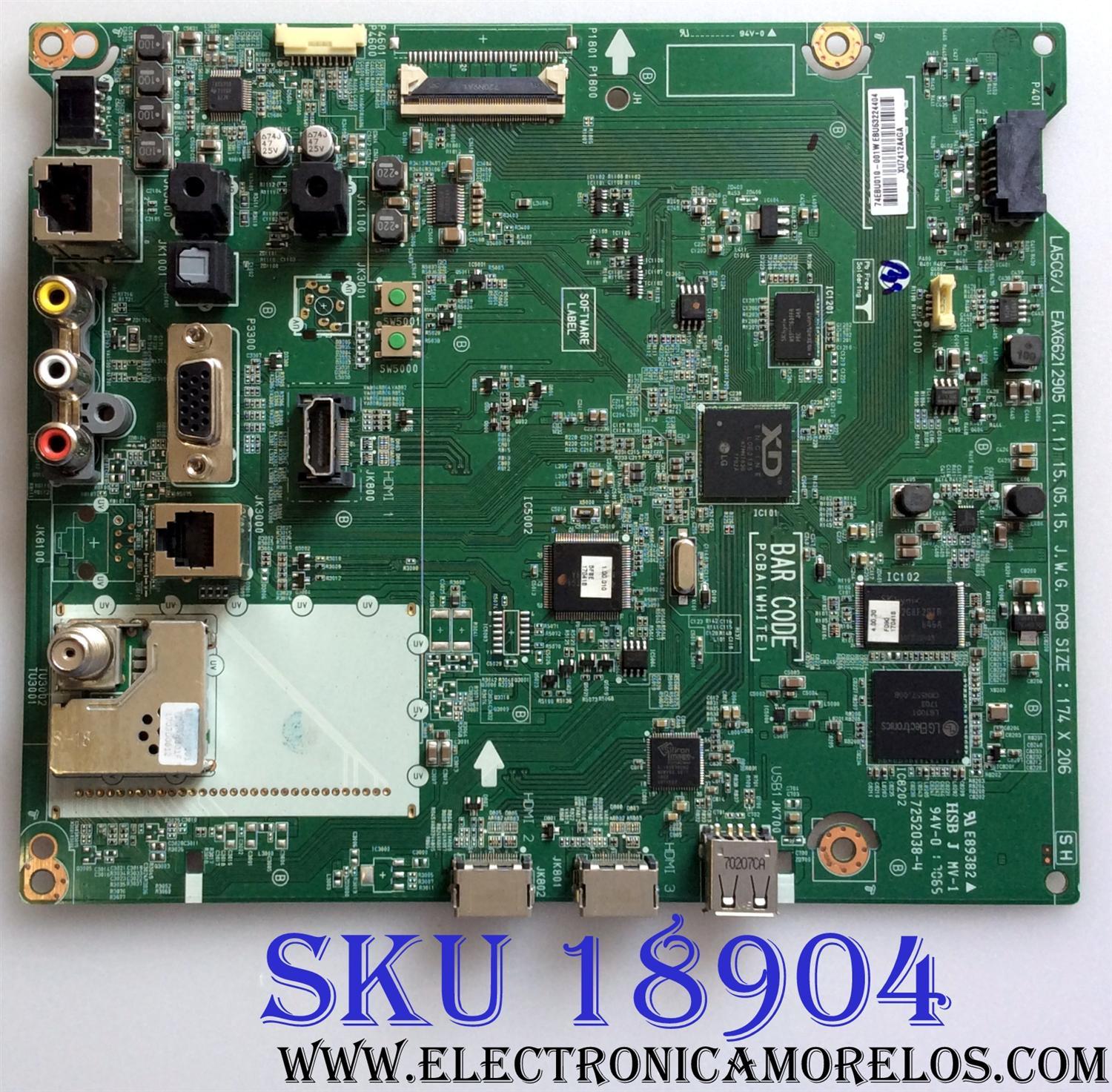MAIN / LG EBU63224404 / EAX66212905 (1.1) / 7252038-4 / 74EBU010 / PANEL HC400DUN-VCKN9-214X / MODELO 40LX560H-UF / 40LX560H-UF.BUSJLJM
