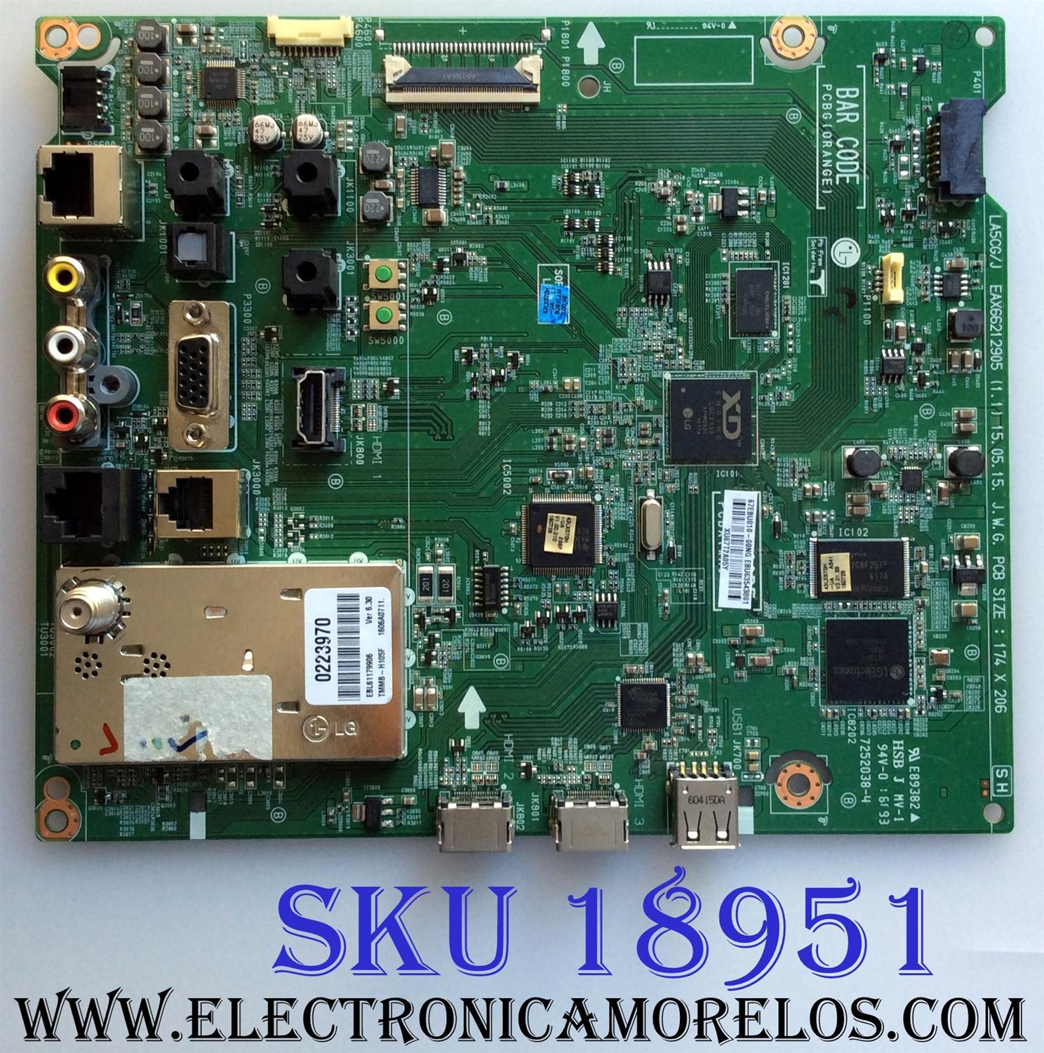 MAIN / LG EBU63543801 / EAX66212905 (1.1) / EAX66212905 / PANEL LC430EUE (FH)(M3) / MODELOS 43LX570H-UA.BUSYLJM / 43LX570H