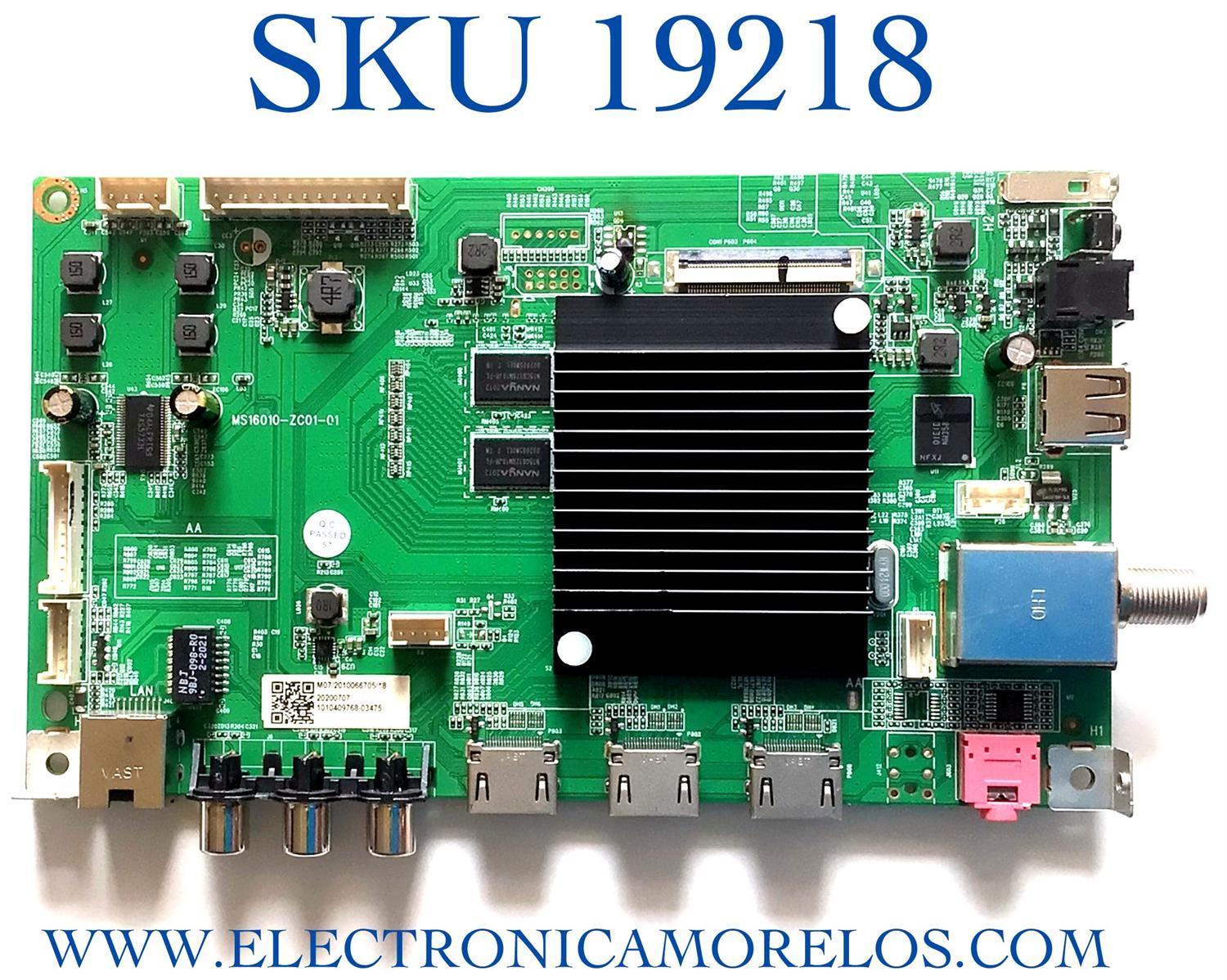 MAIN PARA TV WESTINGHOUSE·ROKU TV SMART TV / NUMERO DE PARTE MS16010-ZC01-01 / 2E01413C0 / KB6160A / E503744 / PANEL T750QVR04.0 / MODELO WR75UX4200 / ((NOTA IMPORTANTE:REVISAR QUE EL PANEL Y MODELO CORRESPONDA CON SU TELEVISION))