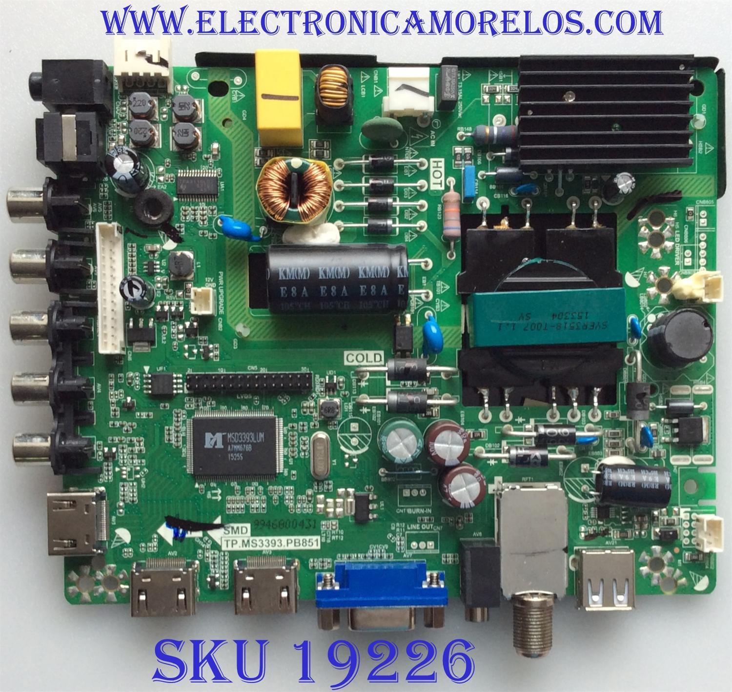 MAIN / FUENTE / (COMBO) ELEMENT /34014776 / TP.MS3393.PB51 / H15091668 / PANEL V400HJ6-PE1 / MODELO / ELEFT406 / ELEFT406 K5C0M / ELEFT406 P5C0M / ELEFT406 M4C0M / ELEFT406 M5C0M