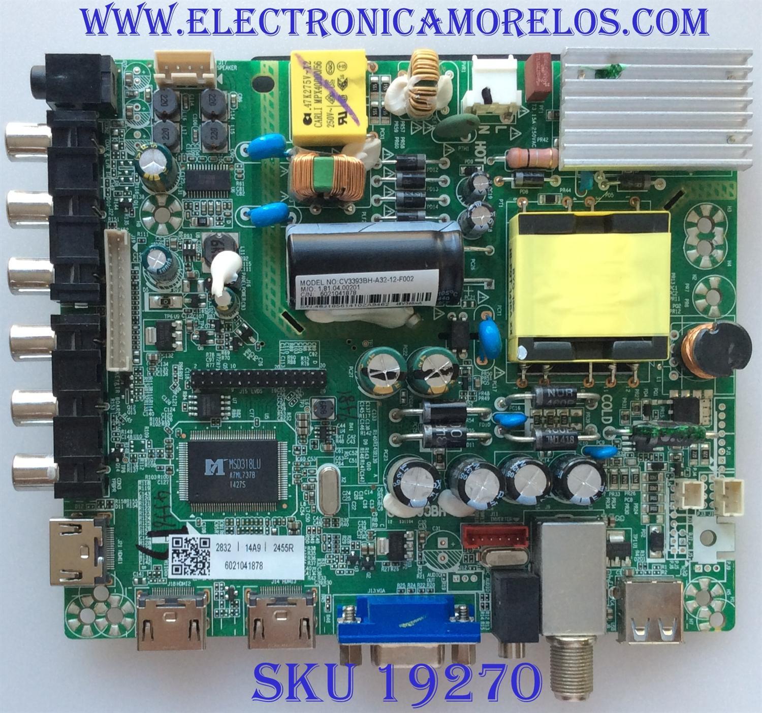 MAIN / FUENTE / (COMBO) / WESTINGHOUSE / 6021041878 / CV3393BH-A32-12-F002 / 44T094 / DISPLAY RUNTKC042ZZPN V1.0 / MODELO DWM32H1Y1