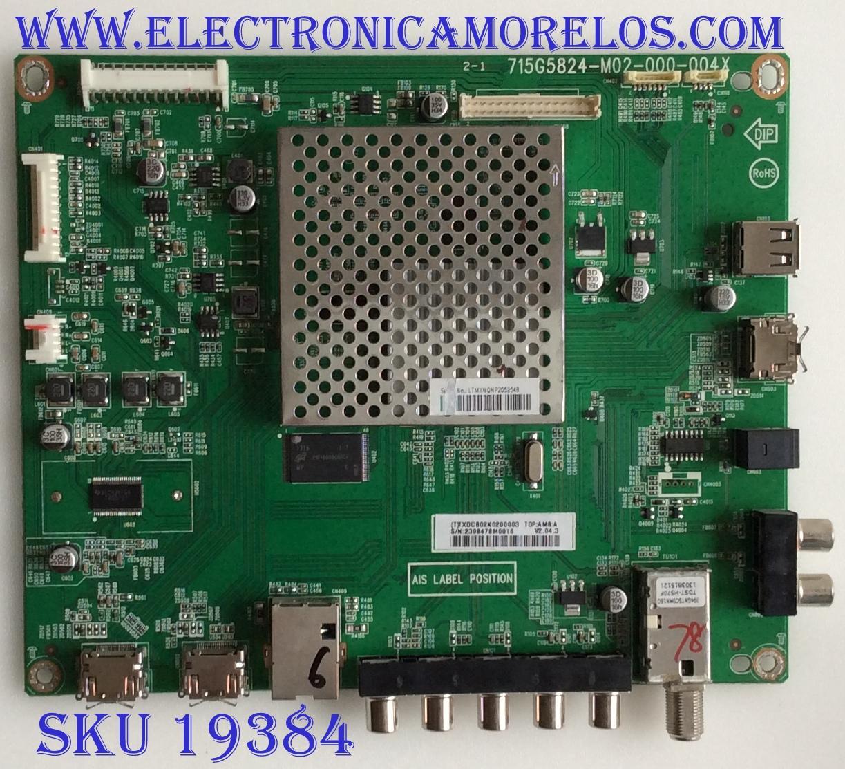 MAIN / VIZIO / TXDCB02K0200003 / 715G5824-M02-000-004X / (T)TXDCB02K0200003 / LTMXNQNP2052548 / PANEL TPT390J1 / MODELO E390-A1 / E390i-A1 LTYXNQNP
