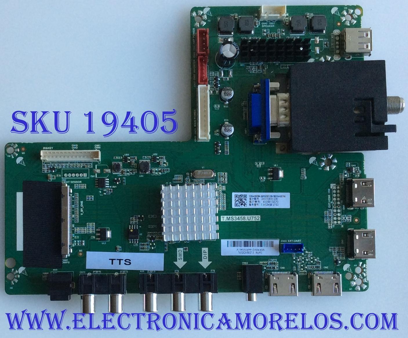 MAIN / SCEPTRE / A19020699 / T.MS3458.U752 / T650QVR07.3 / 4100010570 / PANEL LSC650FN04.3 / MODELO W65