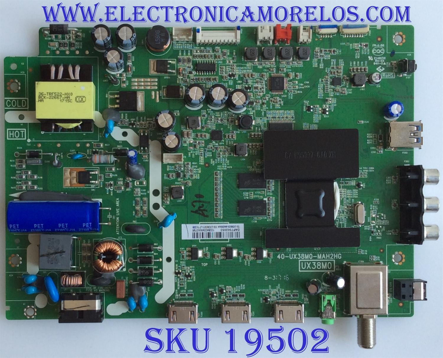 MAIN / FUENTE / (COMBO) / INSIGNIA / DAF7502053 / 40-UX38M0-MAH2HG / T8-UX38026-MA200AA / V8-UX38001-LF1V208 / PANEL LVW320CSDX E20 V1 / 