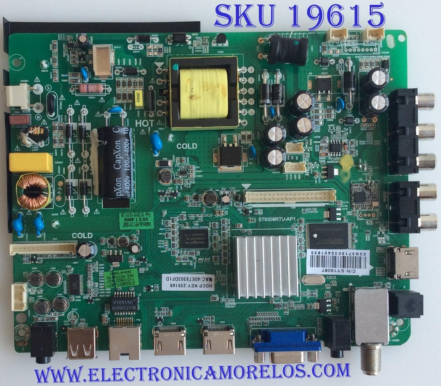 MAIN / FUENTE / (COMBO) / SEIKI / SY15087 / ST6308RTU-AP1 / V400HJ6-PE1 / 110105001437 / MODELO SE40FYT 40C0M
