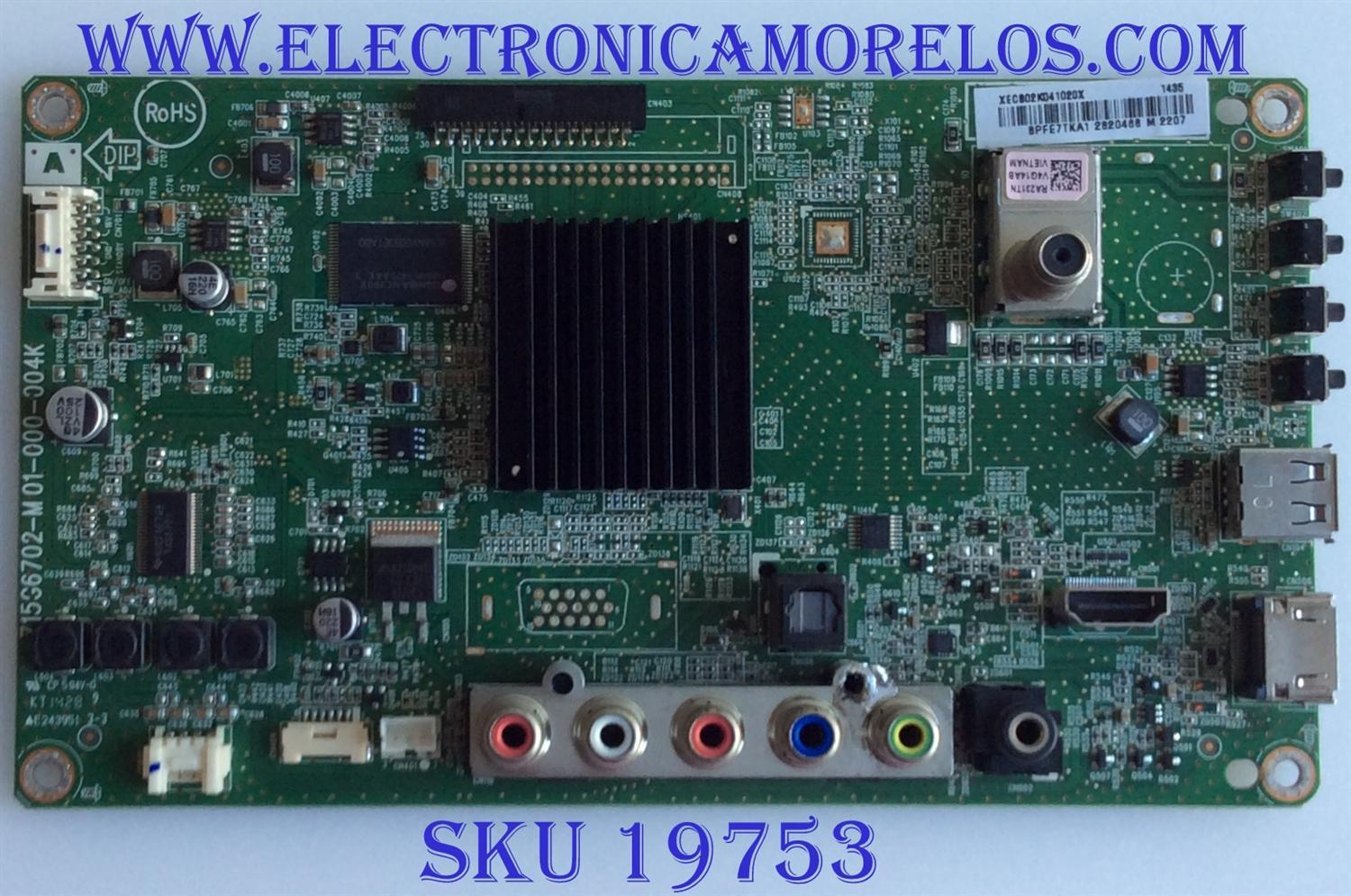 MAIN PARA TV SONY ORIGINAL / NUMERO DE PARTE XECB02K041 / 715G6702-M01-000-004K / PANEL TPT315B5 -AN02 REV.SC1J / MODELO KDL-32R330B