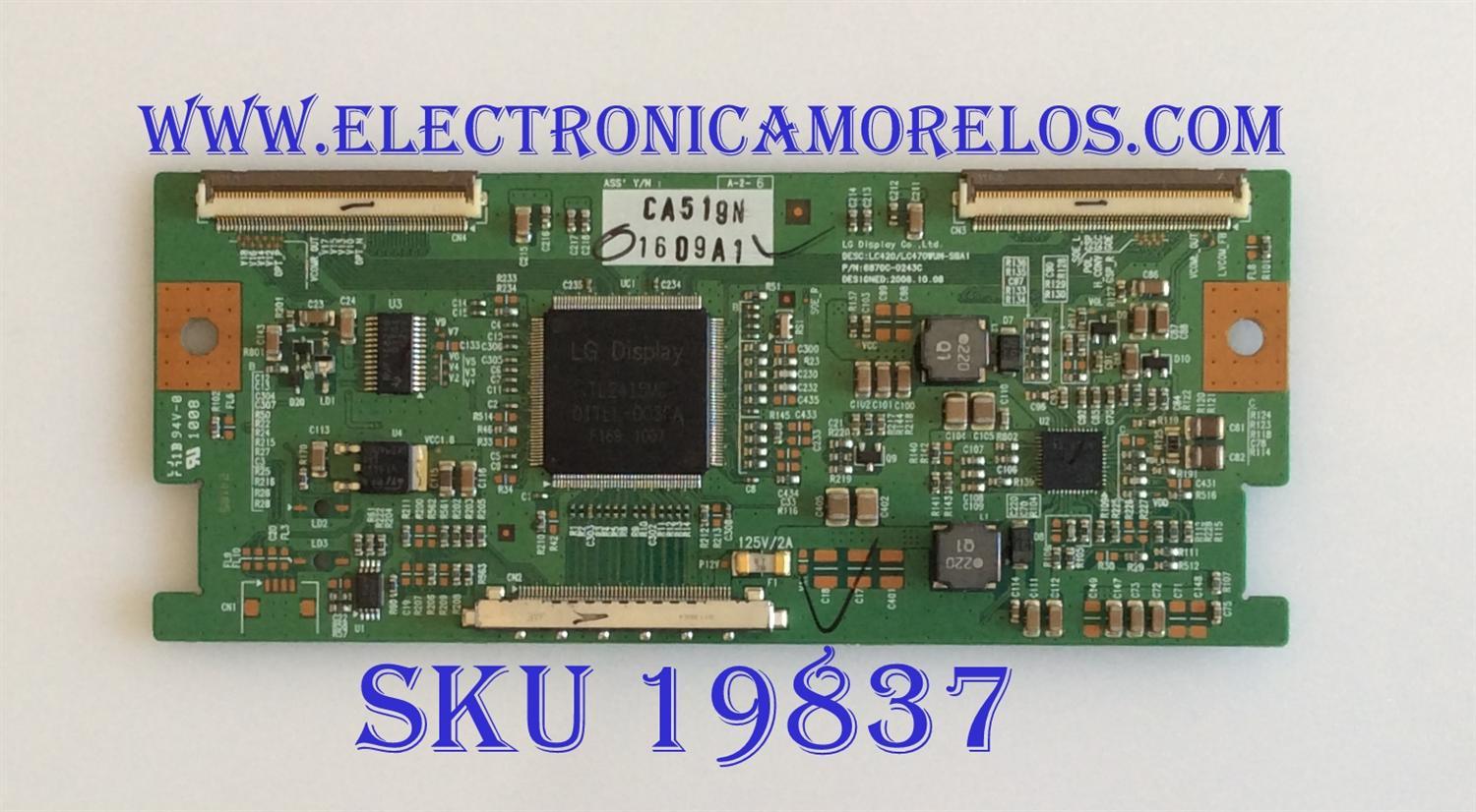 T-CON / PHILIPS / 6871L-1609A / 6870C-0243C / PANEL LC420WUE-SBA1 / MODELO 42HFL5581L/27