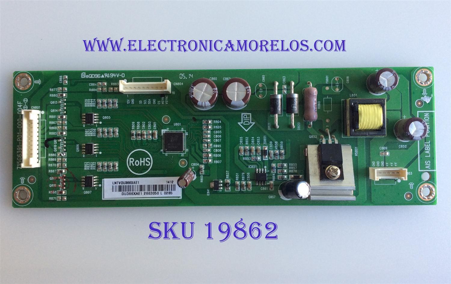 LED DRIVER / VIZIO / 715G6391-P01-000-004F / PANEL LNTVDU366XAE1 / MODELO E390I-B1